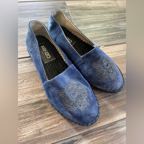Kenzo Shoes - Kenzo Women's Navy Suede Loafers with Embossed Tiger Size 37